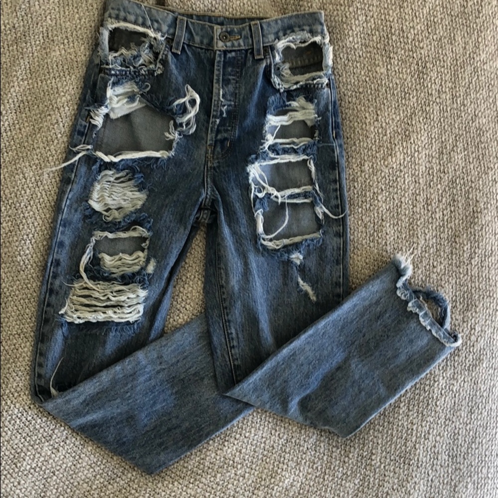 Carmar Distressed Cropped Blue Denim Jeans